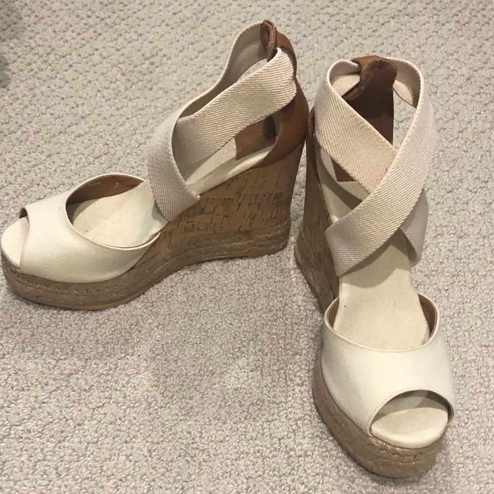 Tory Burch Peep Toe Canvas Platform